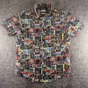 RSVLTS Star Wars Comic Panel Button Up Shirt Mens XL KUNUFLEX Darth Vader Yoda